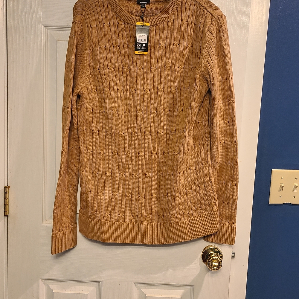Express Men's Camel Crewneck Sweater